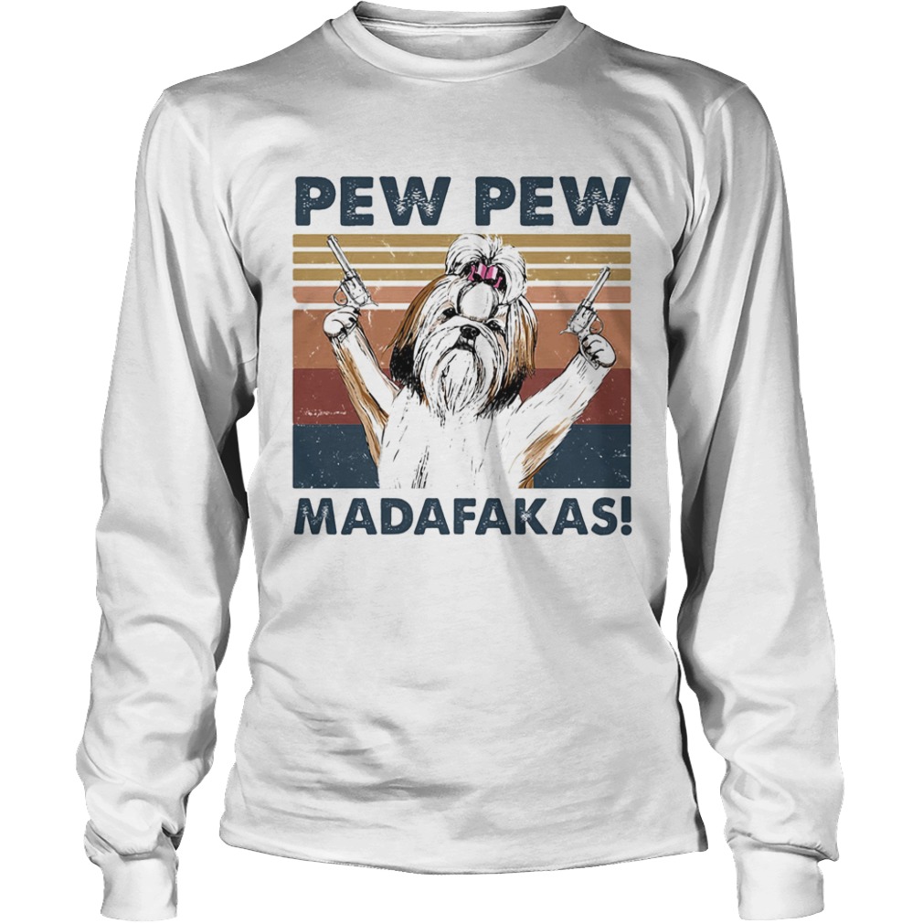 Pew pew madafakas dog gun vintage retro  Long Sleeve