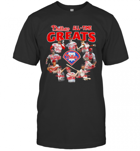 Philadelphia Phillies All Time Greats Team Players Signatures T-Shirt