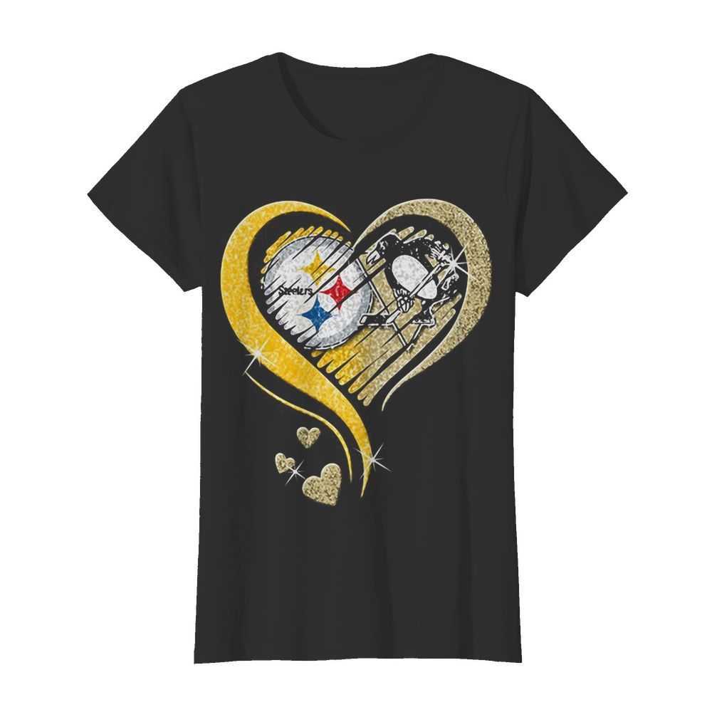 Pittsburgh steelers and pittsburgh penguins hearts diamond  Classic Women's T-shirt