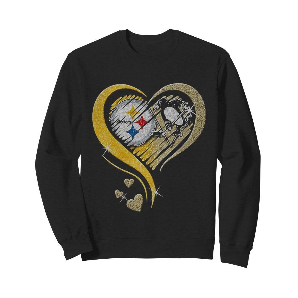 Pittsburgh steelers and pittsburgh penguins hearts diamond  Unisex Sweatshirt