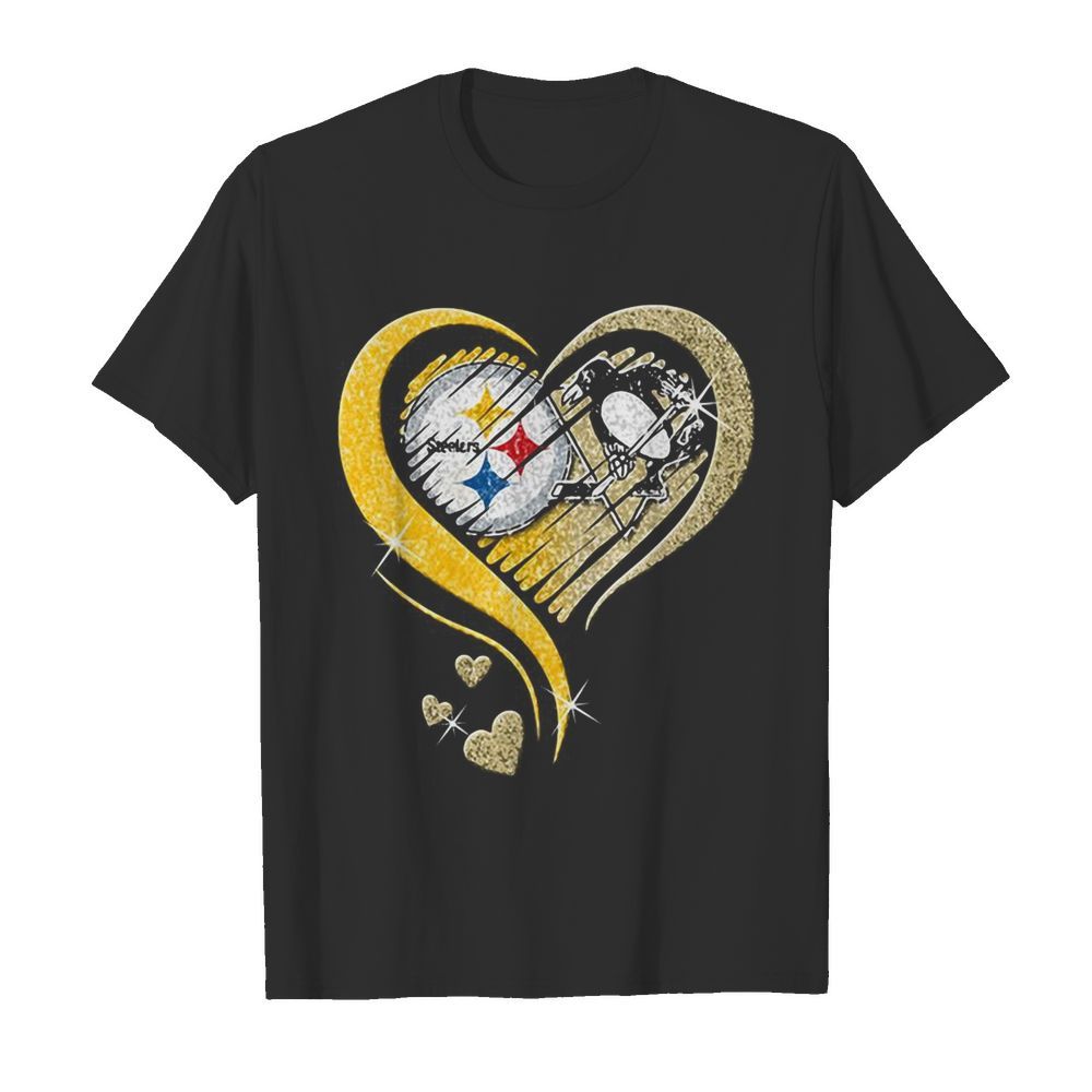 Pittsburgh steelers and pittsburgh penguins hearts diamond  Classic Men's T-shirt