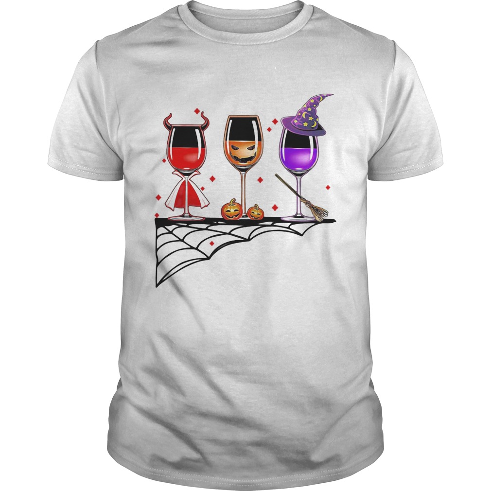 Premium Vintage Halloween Red Wine Glass Pumpkin Devil Witch Cute shirt