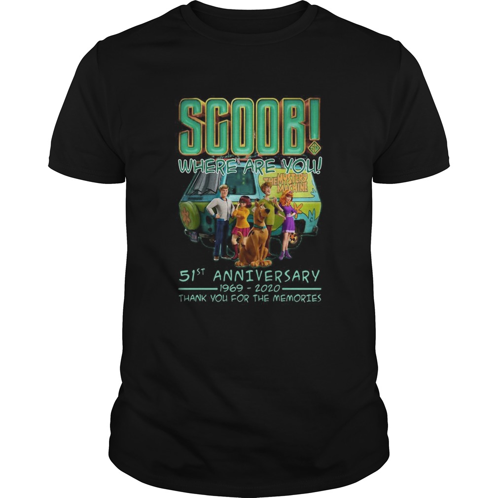 Scoob where are you 51st anniversary 1969 2020 thank you for the memories shirt