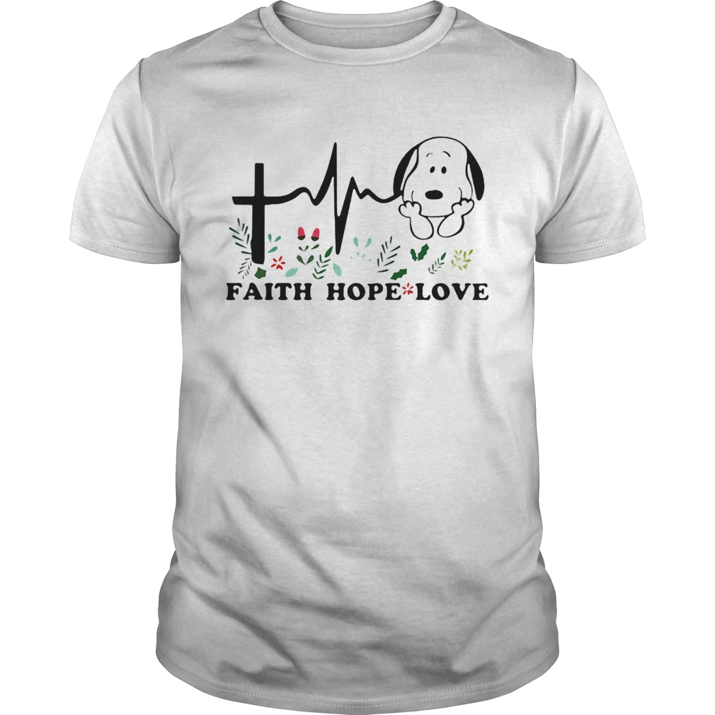 Snoopy heartbeat faith hope love flowers shirt