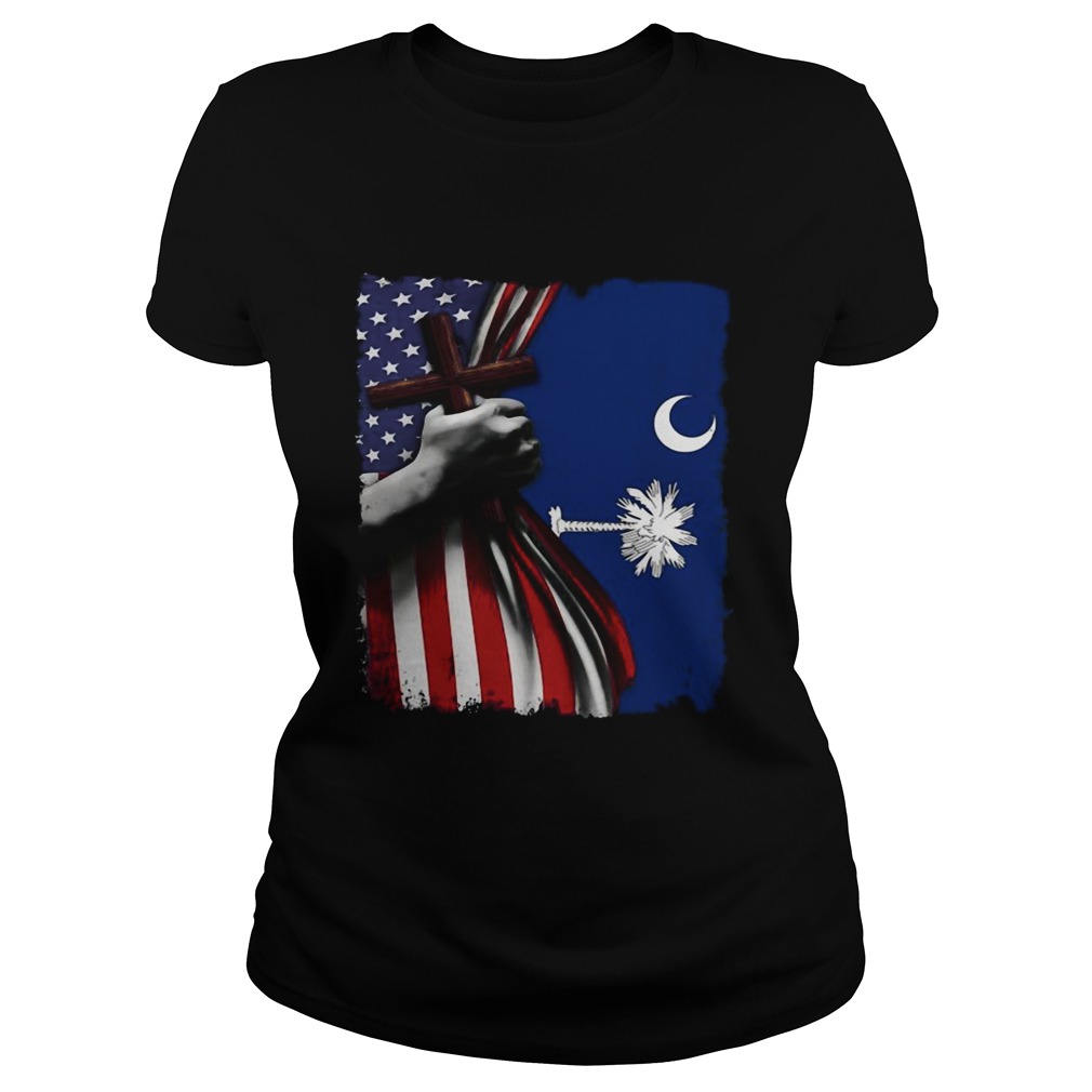 South carolina american flag cross happy independence day  Classic Ladies