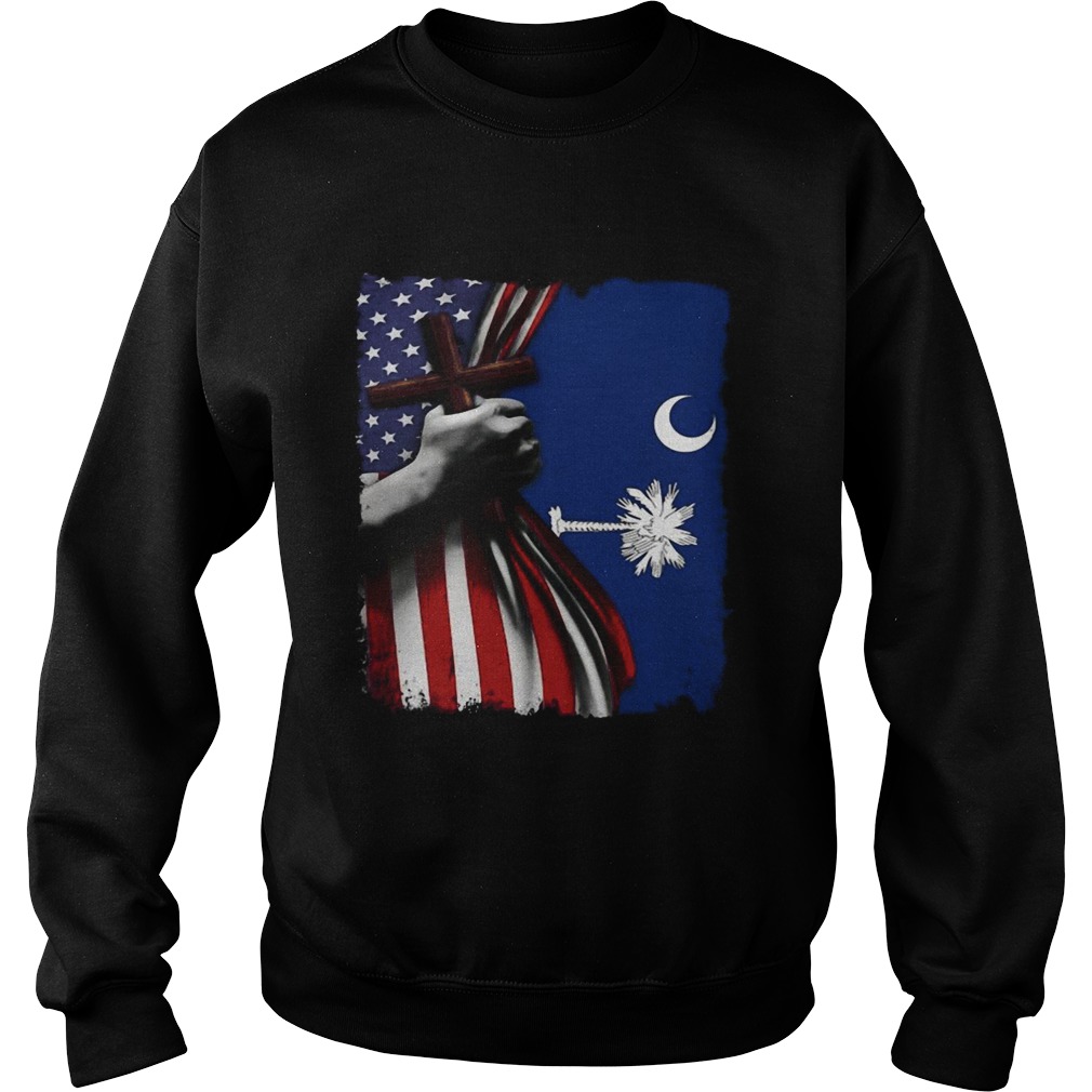 South carolina american flag cross happy independence day  Sweatshirt