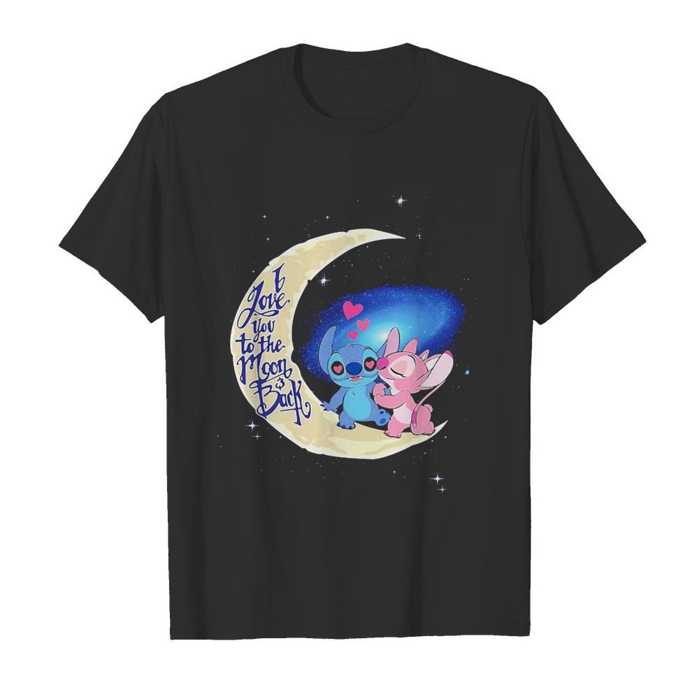 Stitch and angel i love you to the moon and back hearts shirt