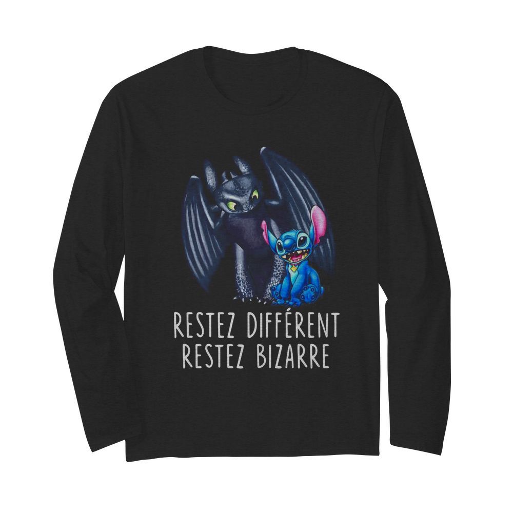 Stitch and toothless restez different restez bizarre  Long Sleeved T-shirt 