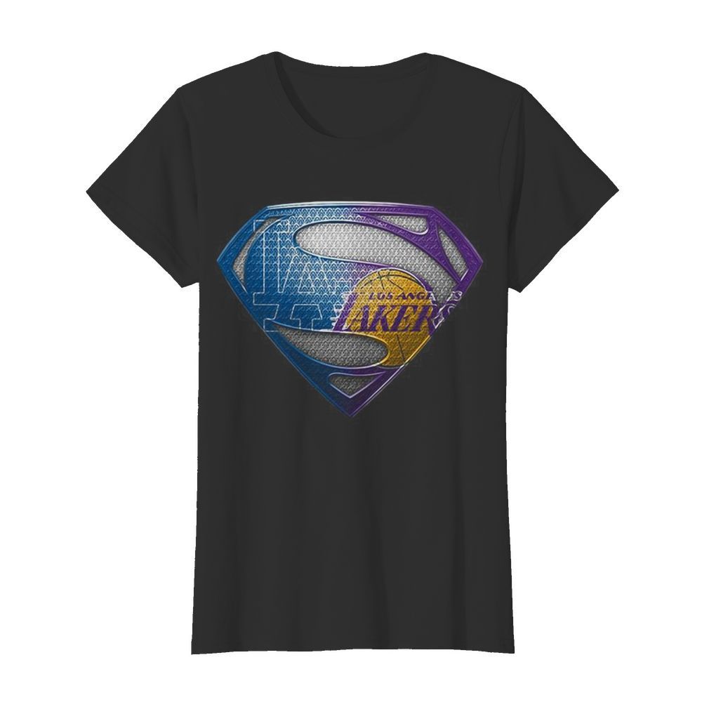 Superman los angeles dodgers and los angeles lakers  Classic Women's T-shirt