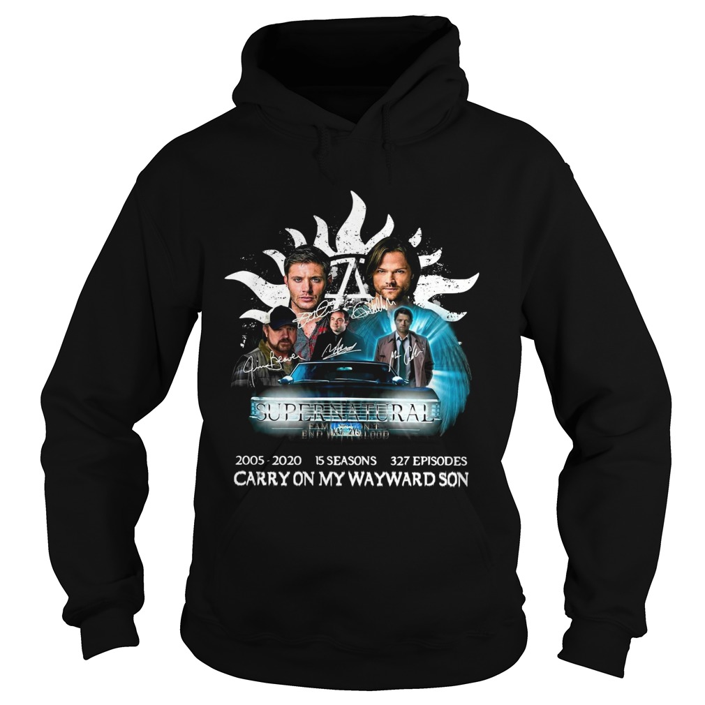 Supernatural family dont end with blood carry on my wayward son signatures  Hoodie