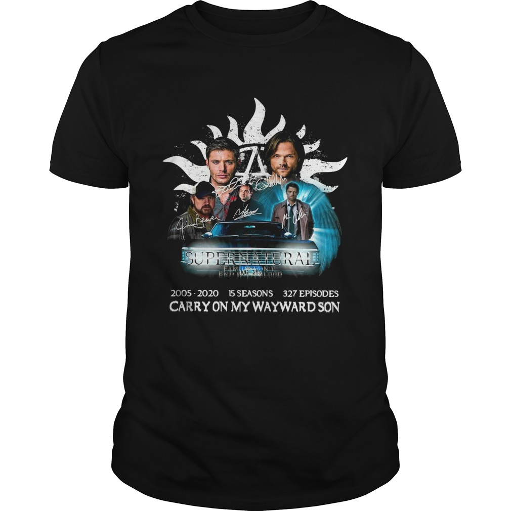 Supernatural family dont end with blood carry on my wayward son signatures shirt