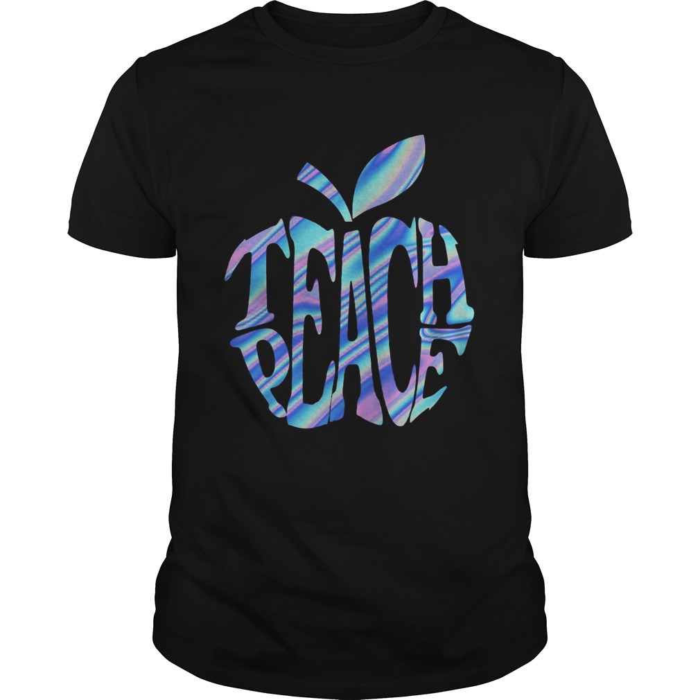 Teach peace apple blue shirt