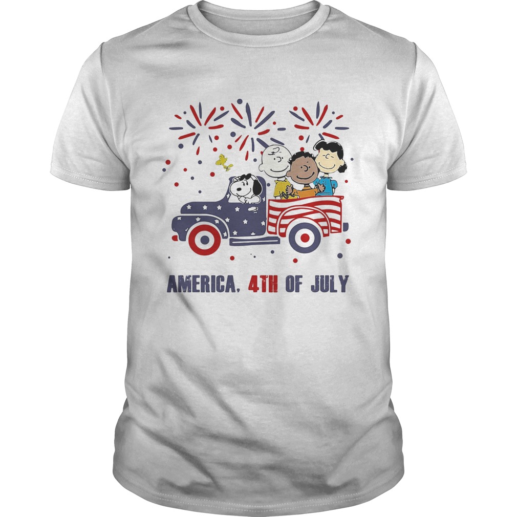 The peanuts characters driving car fire america 4th of july independence day shirt