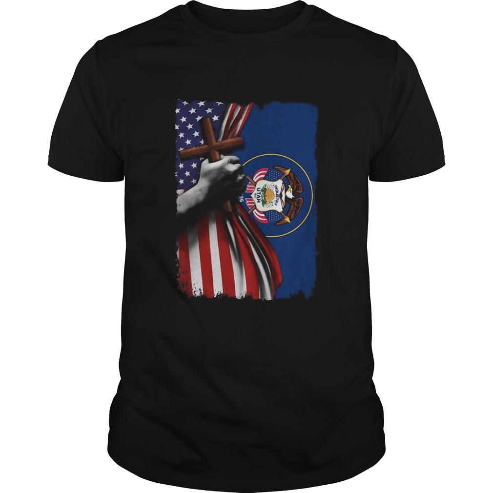 Utah american flag cross happy independence day shirt