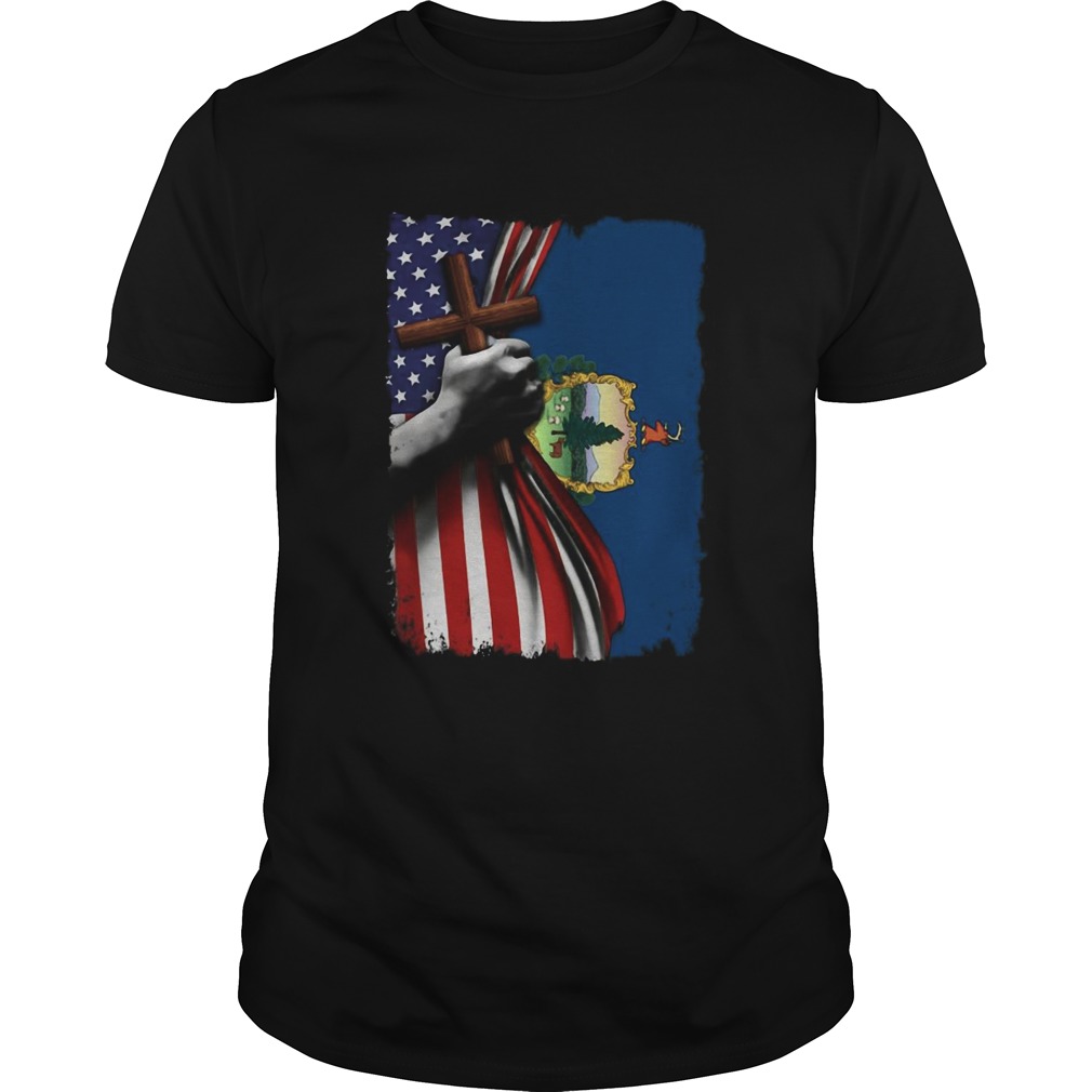 Vermont american flag cross happy independence day shirt