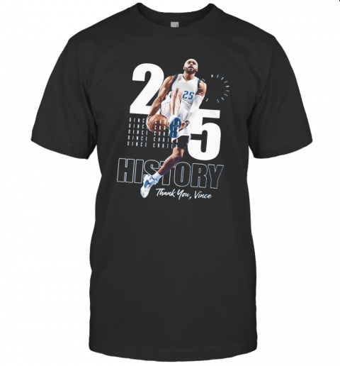 Vince Carter No.25 Dallas Basketball Legends History Thank You Vince T-Shirt