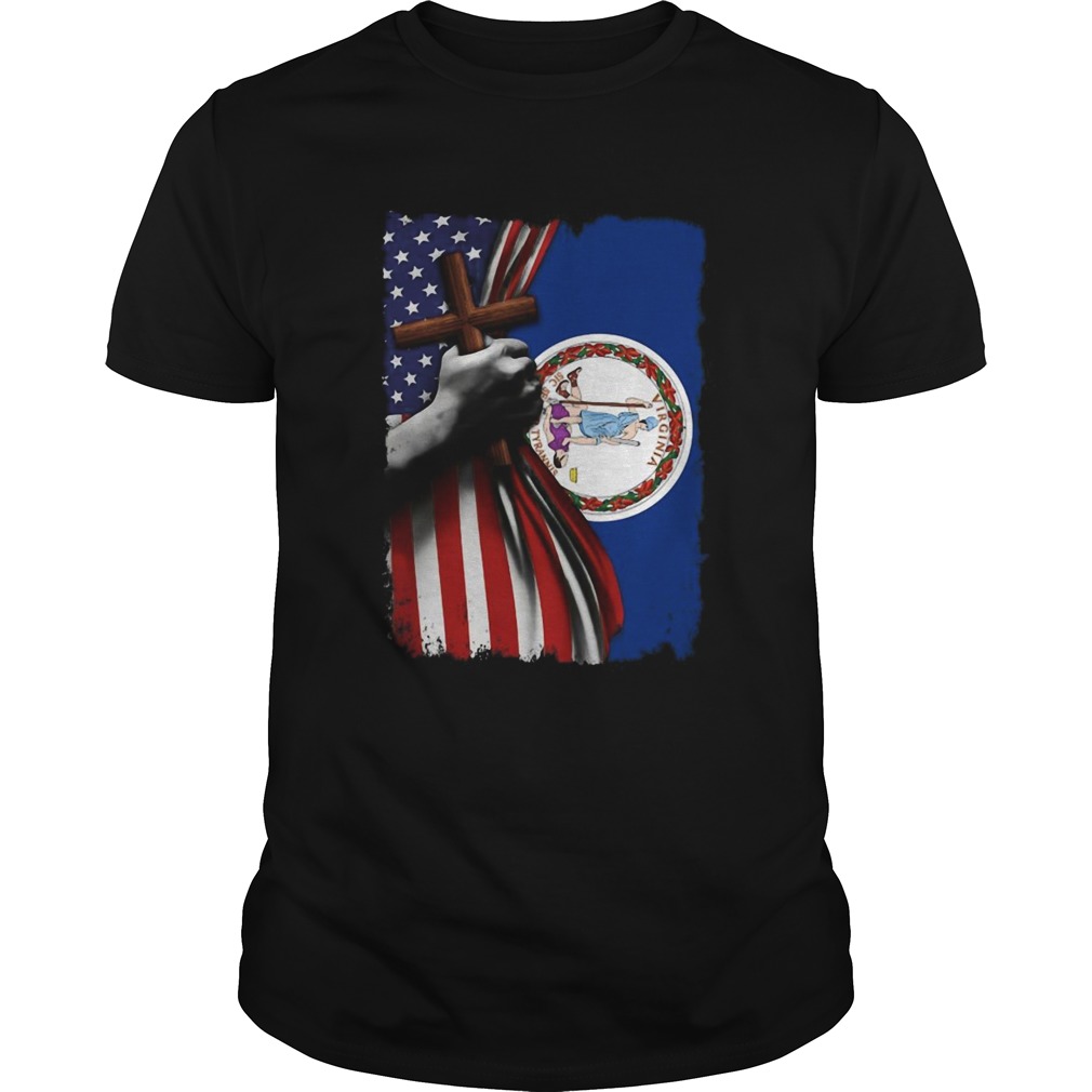 Virginia american flag cross happy independence day shirt