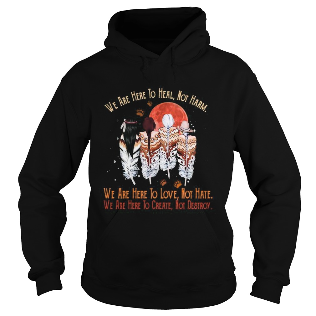 We are here to heal no harm to love not hate to crate not destroy woman sunset footprint  Hoodie