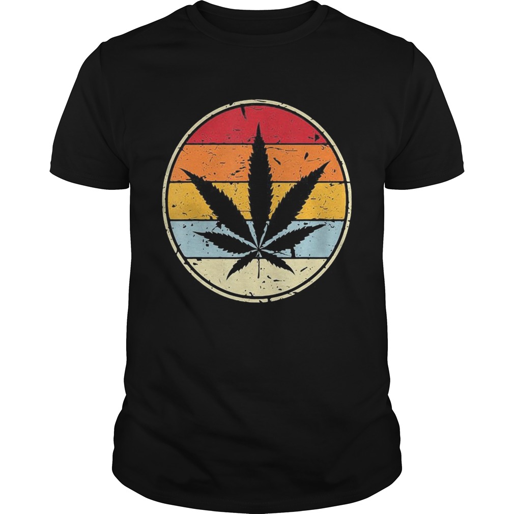 Weed black vintage retro circle shirt