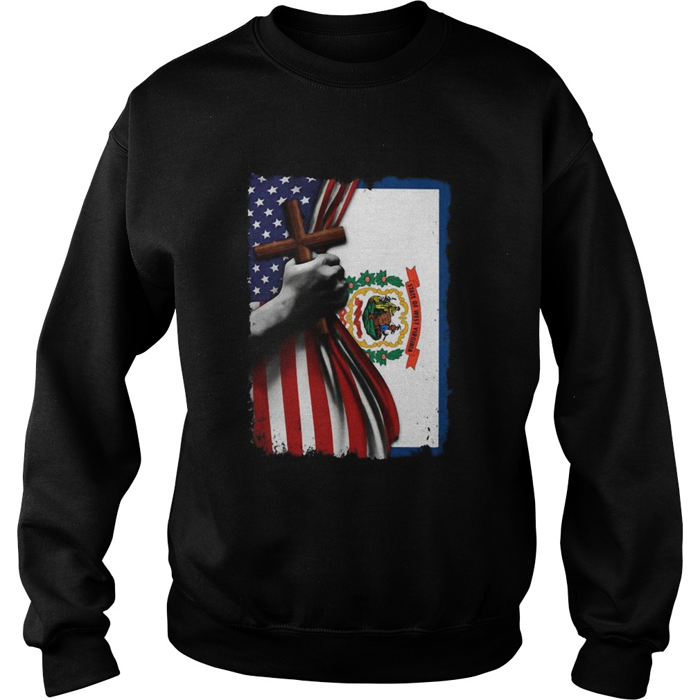 West virginia american flag cross happy independence day  Sweatshirt