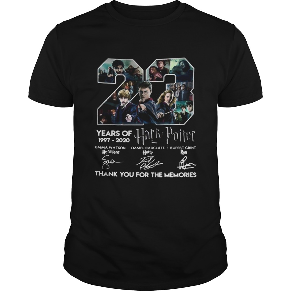 23 years of 1997 2020 harry potter thank you for the memories signatures shirt