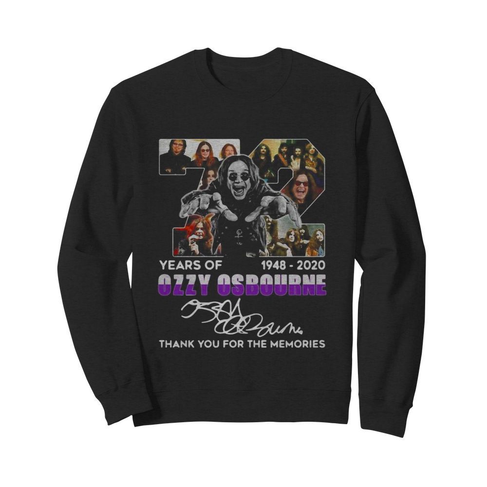 72 years of 1948 2020 ozzy osbourne thank you for the memories signature  Unisex Sweatshirt