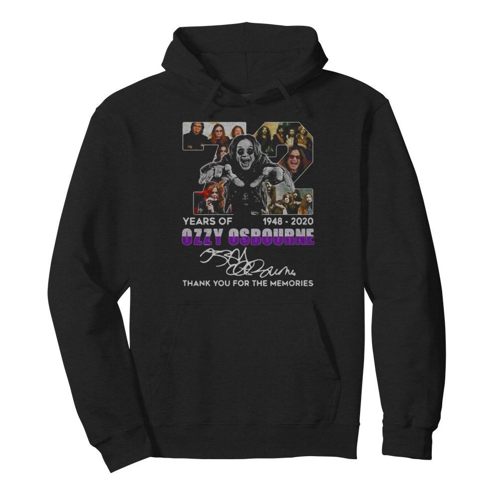 72 years of 1948 2020 ozzy osbourne thank you for the memories signature  Unisex Hoodie