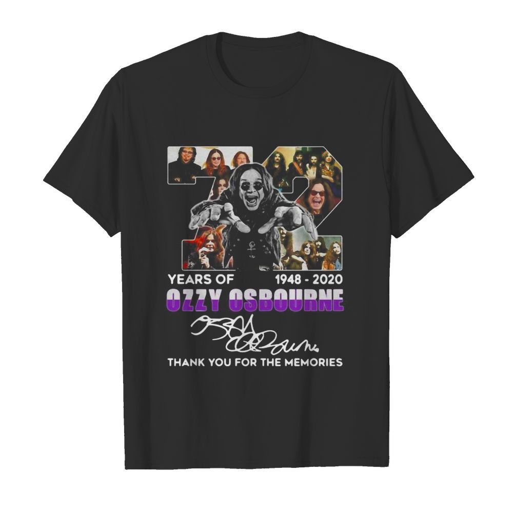 72 years of 1948 2020 ozzy osbourne thank you for the memories signature shirt