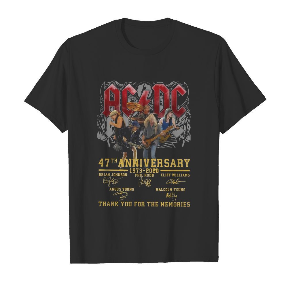 Ac Dc 47th Anniversary 1973-2020 Thank You For The Memories Signature shirt