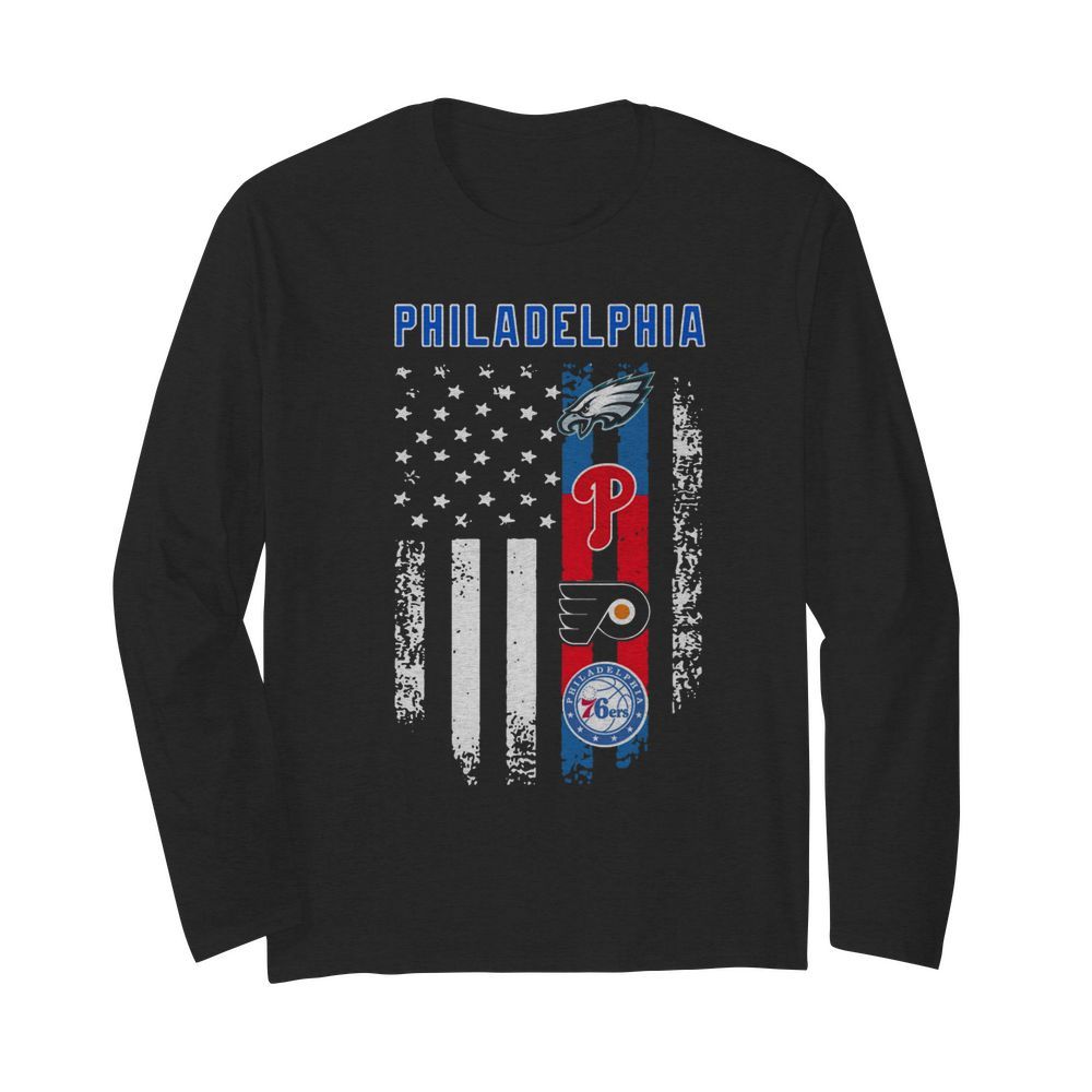 America Flag Philadelphia Teams  Long Sleeved T-shirt 