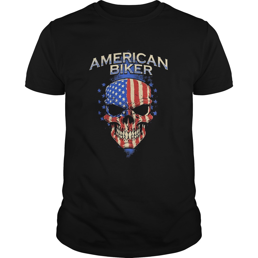 American Biker Skull American Flag shirt