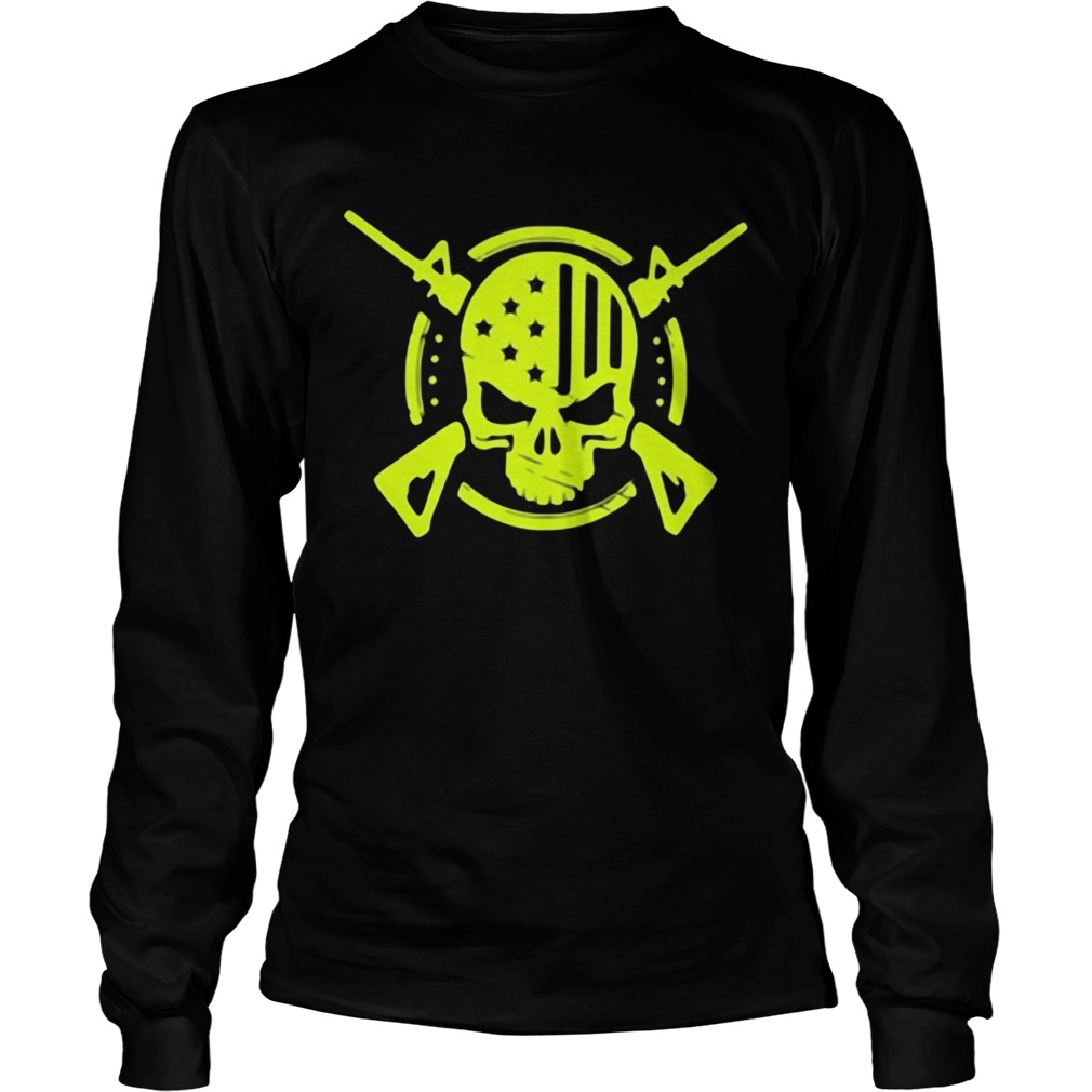 American Flag Skull Gun  Long Sleeve