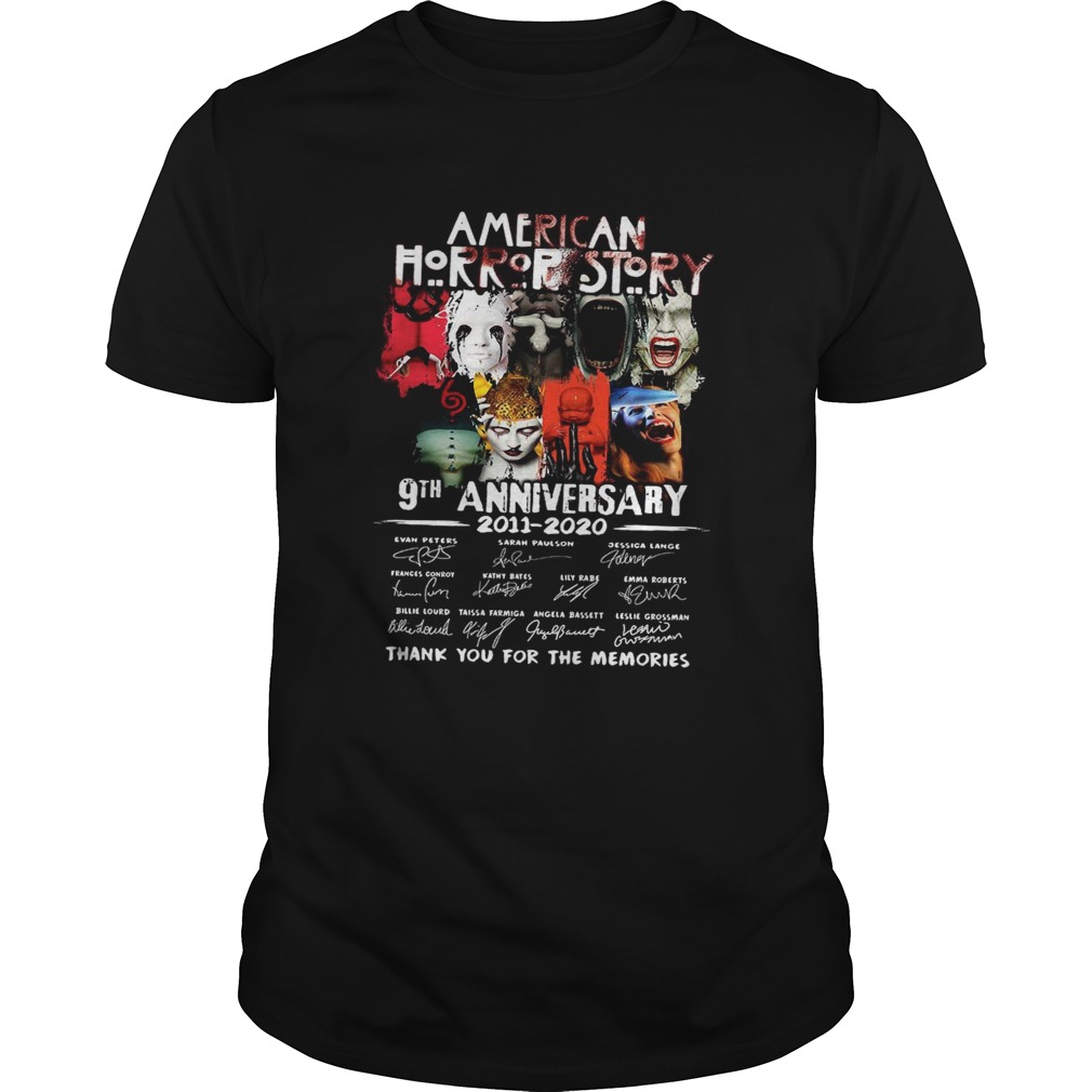 American Horror Story 9th Anniversary 2011 2020 Thank You For The Memories Signatures shirt