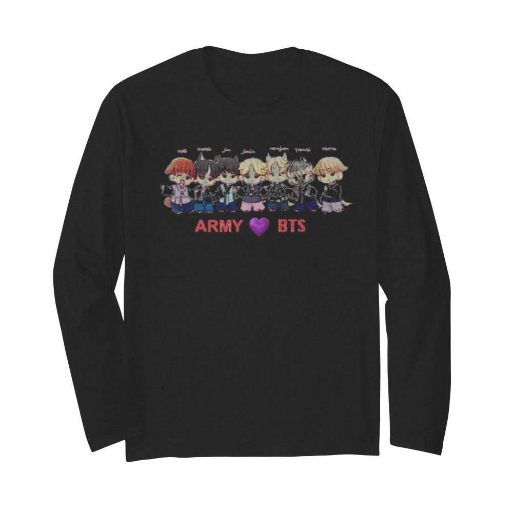 Army bts band members chibi heart  Long Sleeved T-shirt 