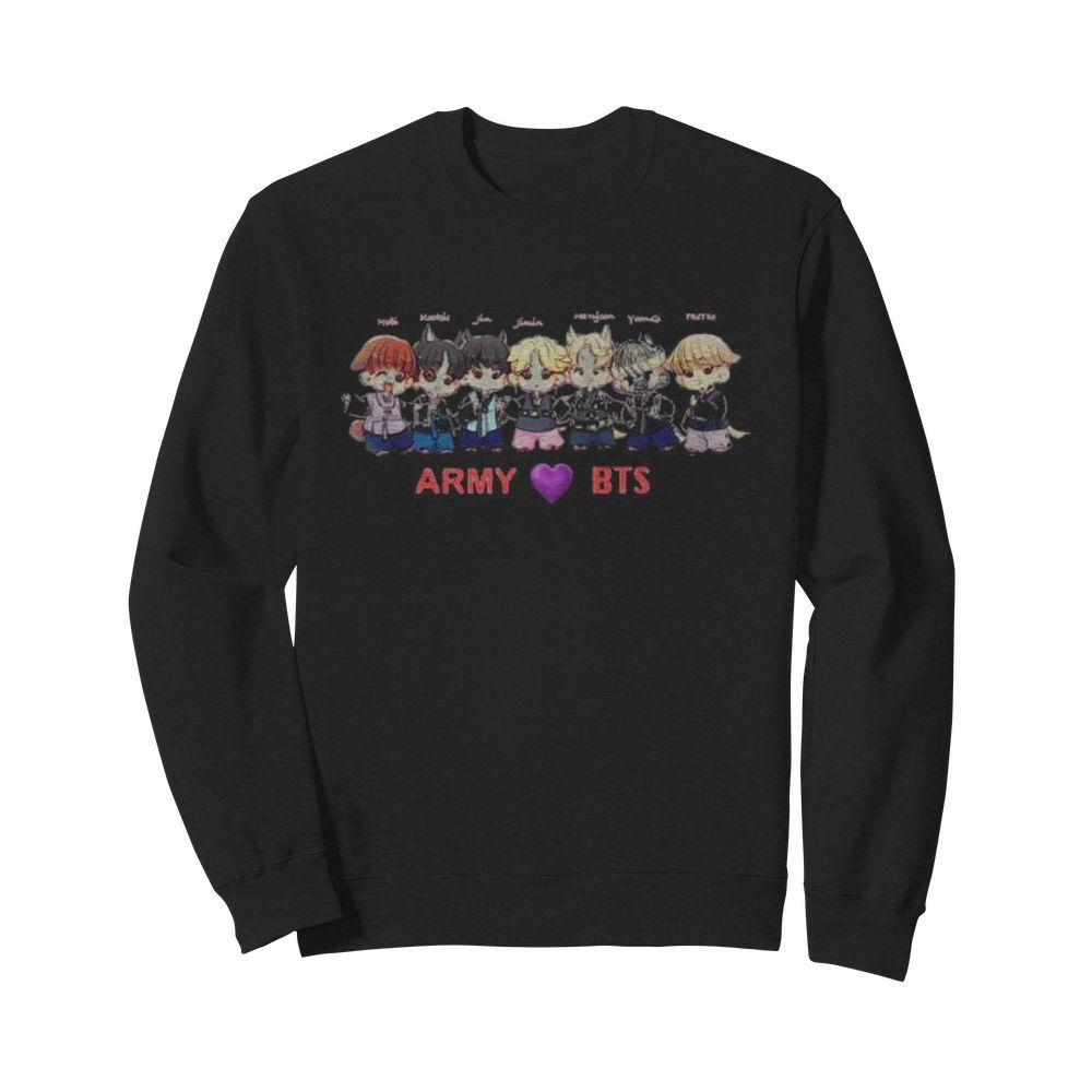 Army bts band members chibi heart  Unisex Sweatshirt