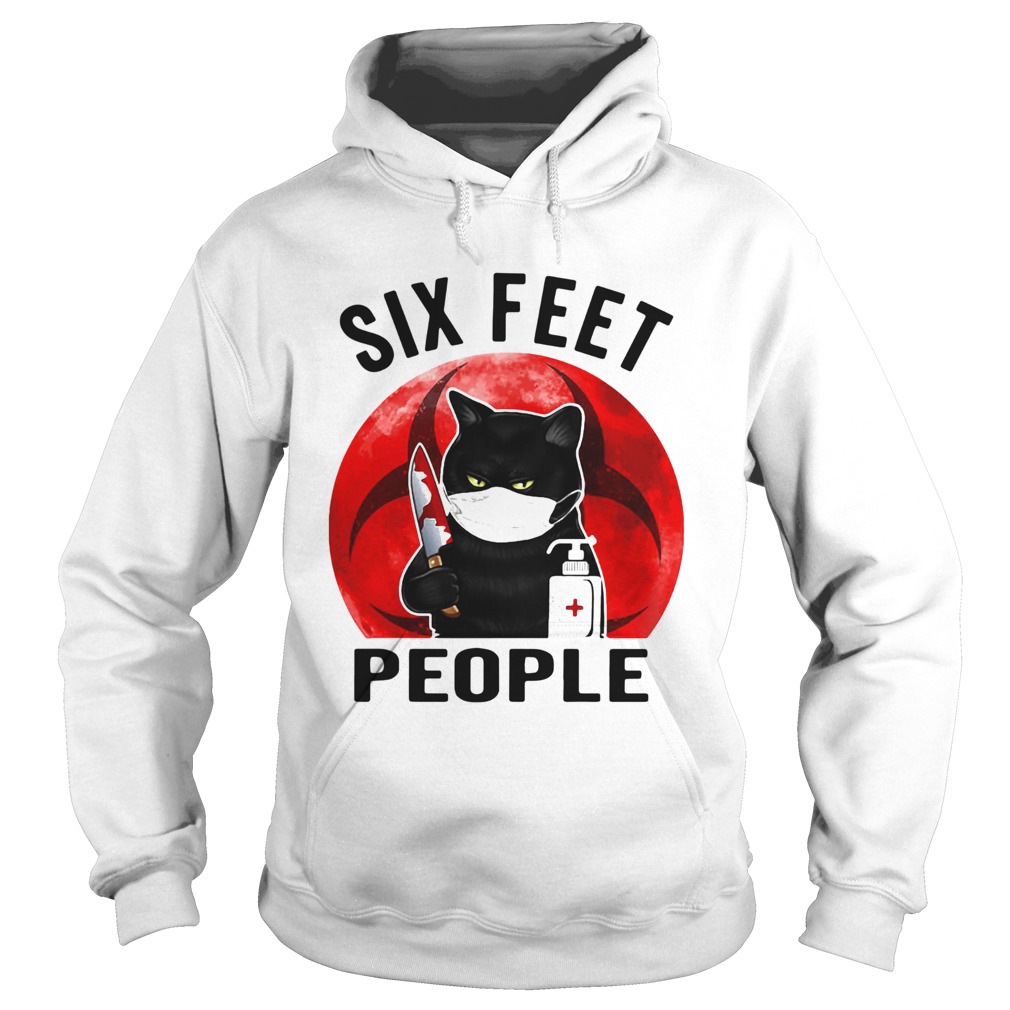 BLACK CAT FACE MASK SIX FEET PEOPLE MURDEROUS CAT WITH KNIFE SUNSET  Hoodie