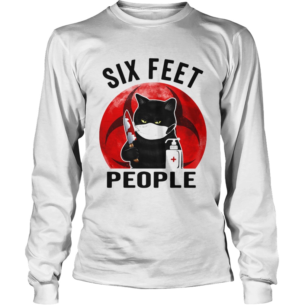 BLACK CAT FACE MASK SIX FEET PEOPLE MURDEROUS CAT WITH KNIFE SUNSET  Long Sleeve