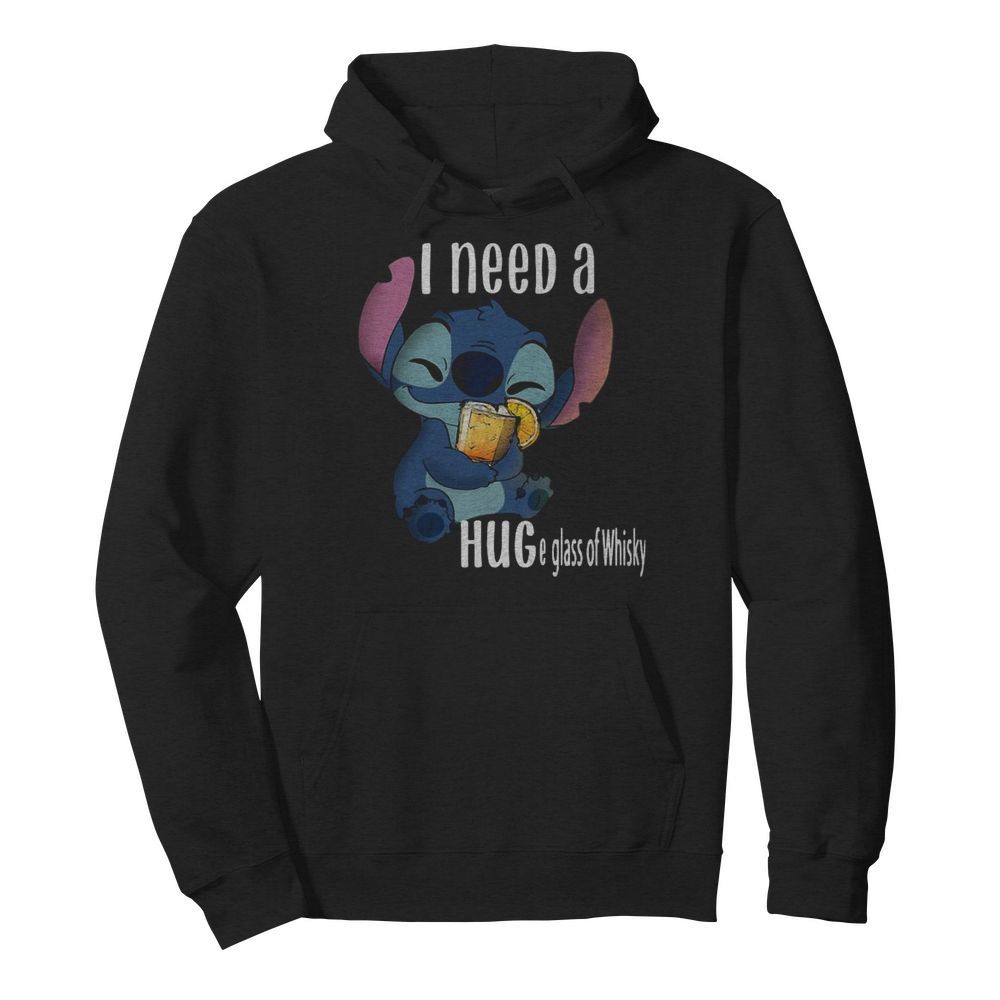 Baby Stitch I Need A Hug A Glass Of Whisky Unisex Hoodie