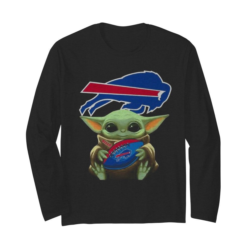 Baby yoda hug buffalo bills football  Long Sleeved T-shirt 