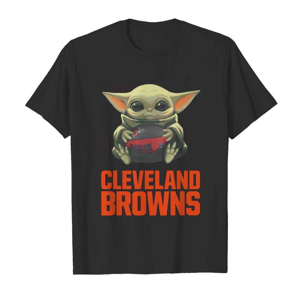 Baby yoda hug cleveland browns logo shirt