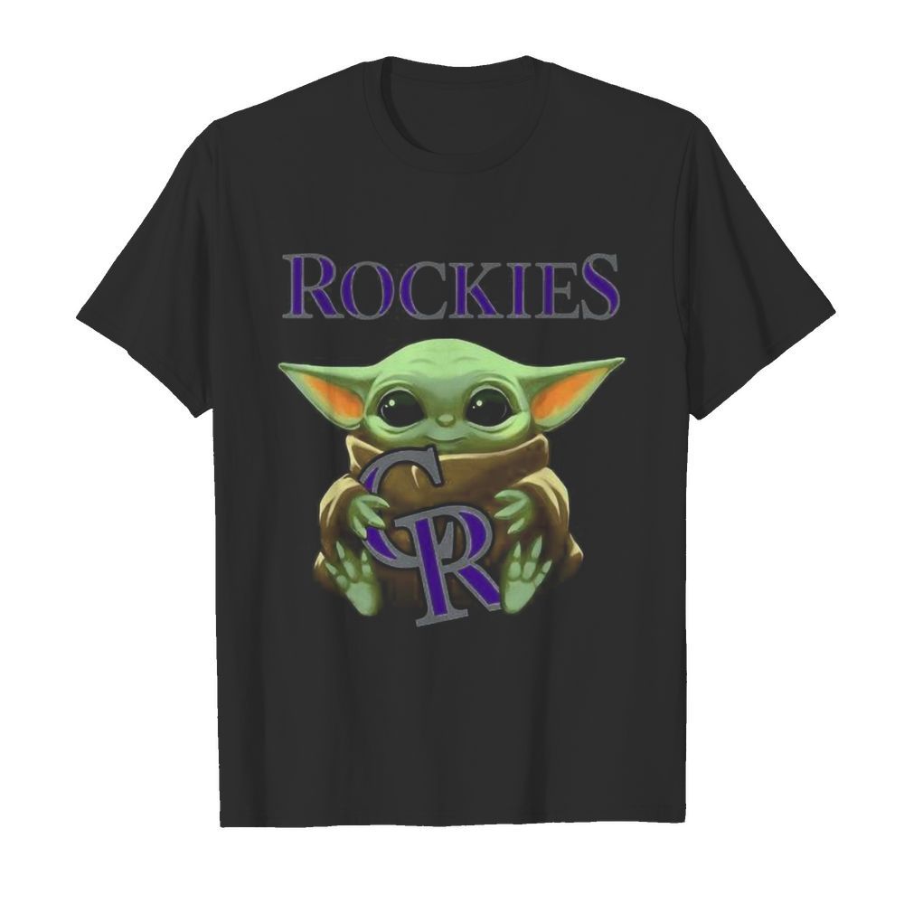 Baby yoda hug colorado rockies logo shirt