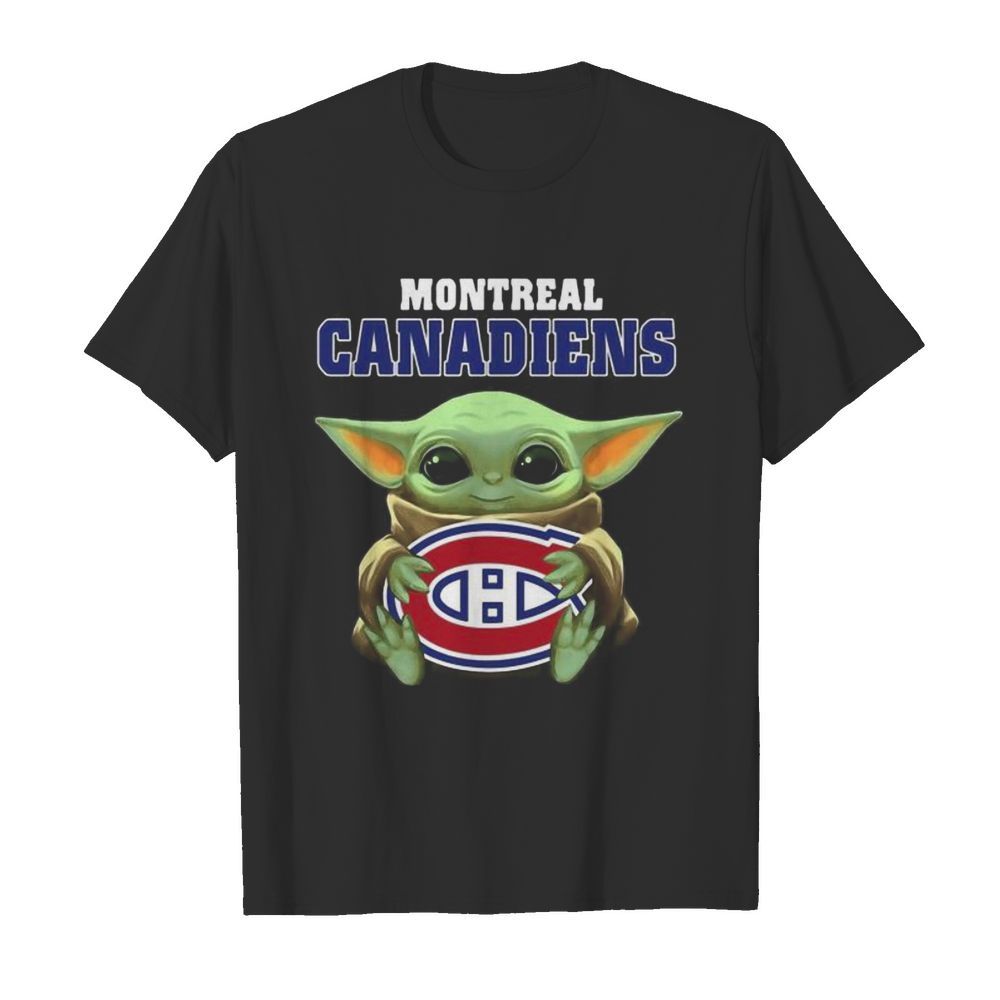 Baby yoda hug montreal canadiens logo shirt