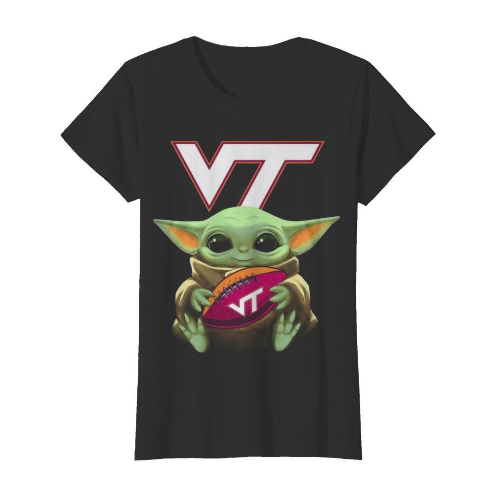 Baby yoda hug virginia tech football  Classic Women's T-shirt