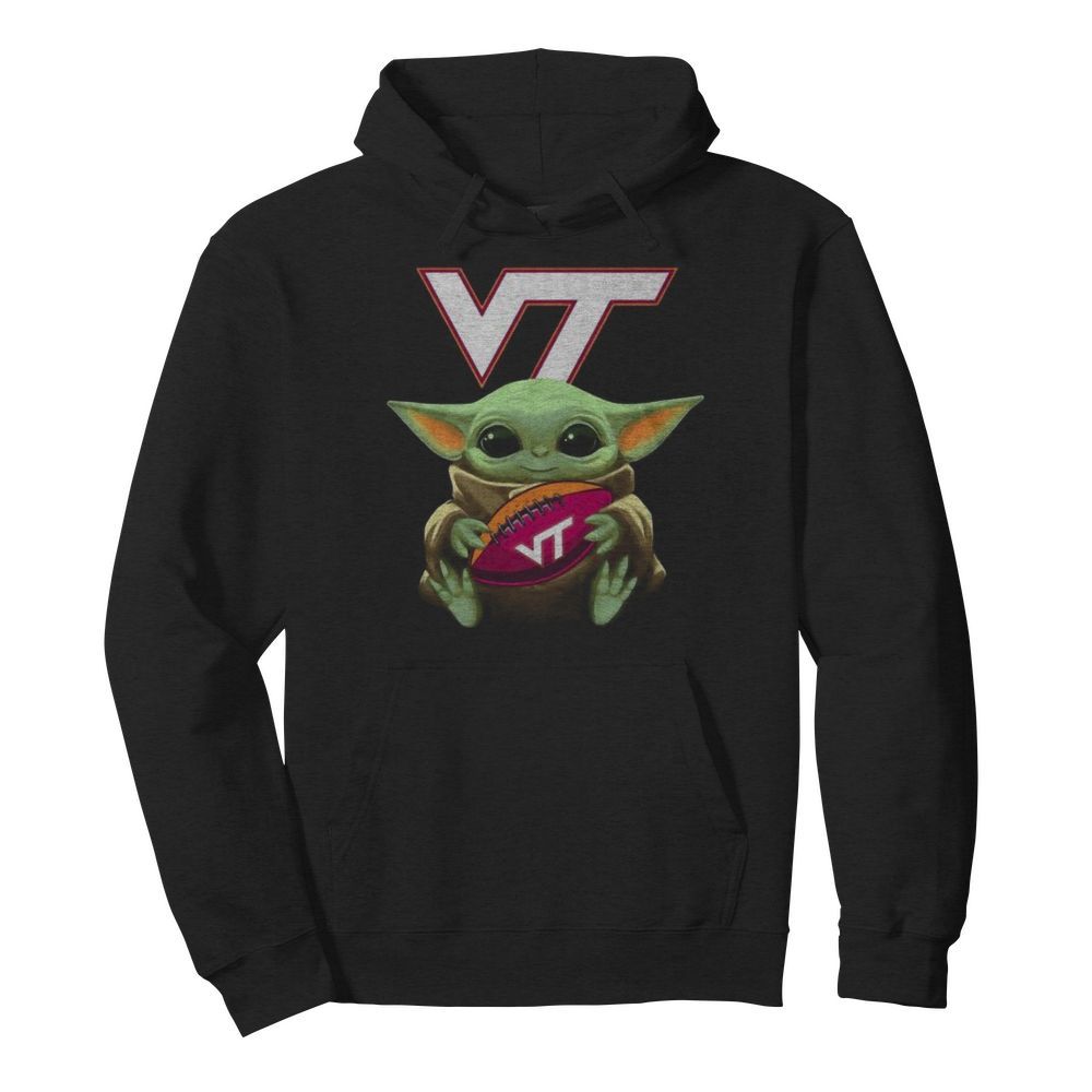 Baby yoda hug virginia tech football  Unisex Hoodie