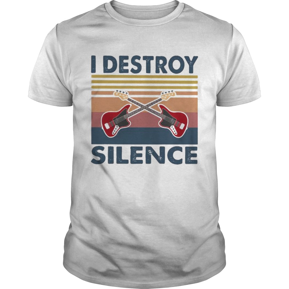 Bass Guitar I Destroy Silence Vintage Retro  Unisex