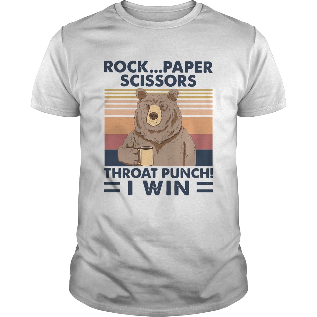 Bear Rock paper scissors throat punch I win Vintage retro shirt