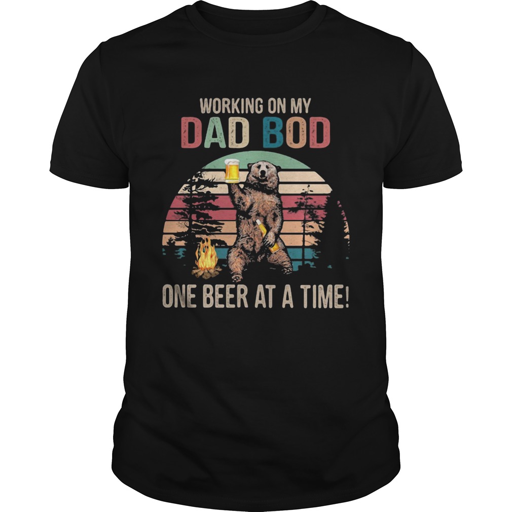 Bear Working on my dad bod one beer at a time Vintage retro shirt