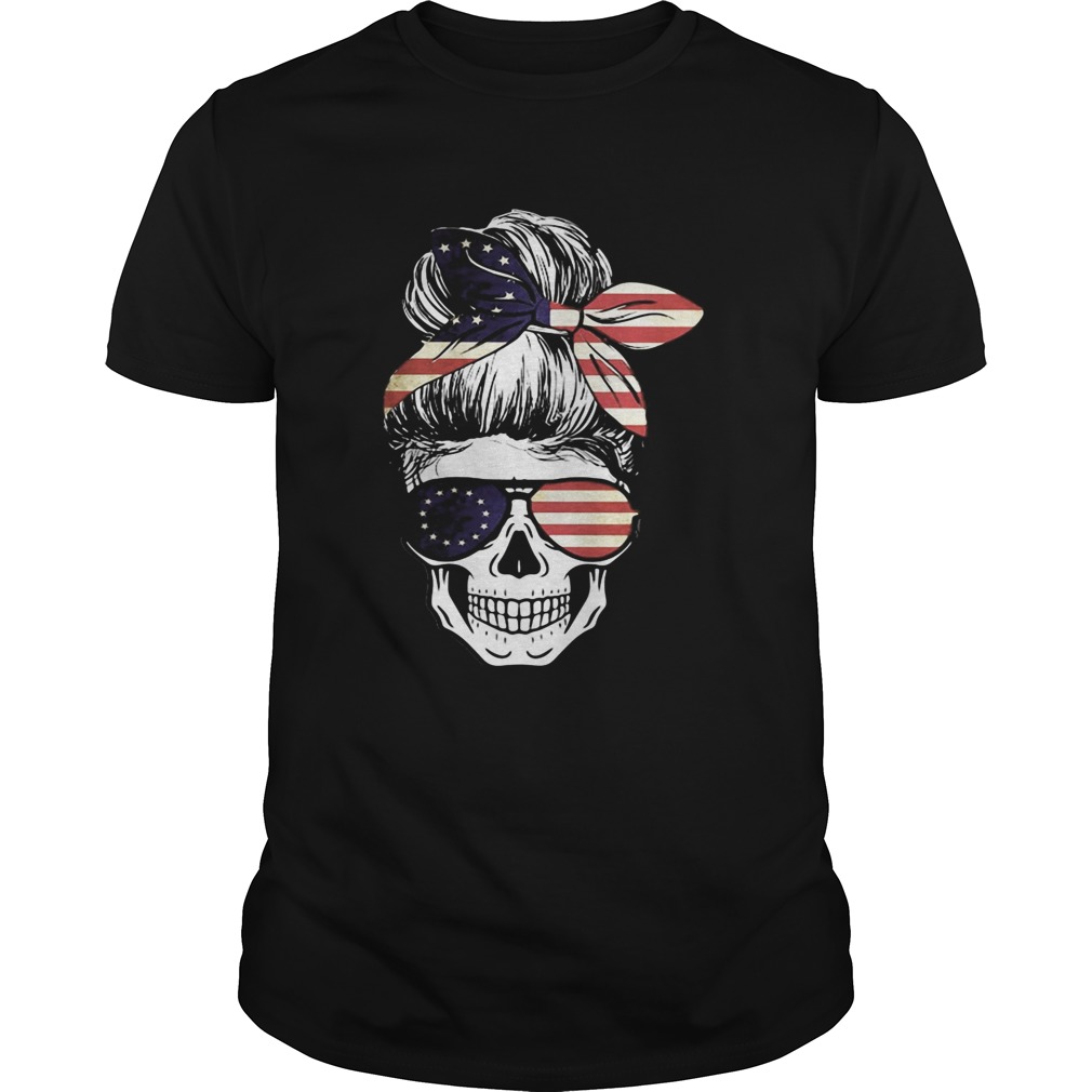 Betsy Ross Skull Headband And Glasses American Flag shirt