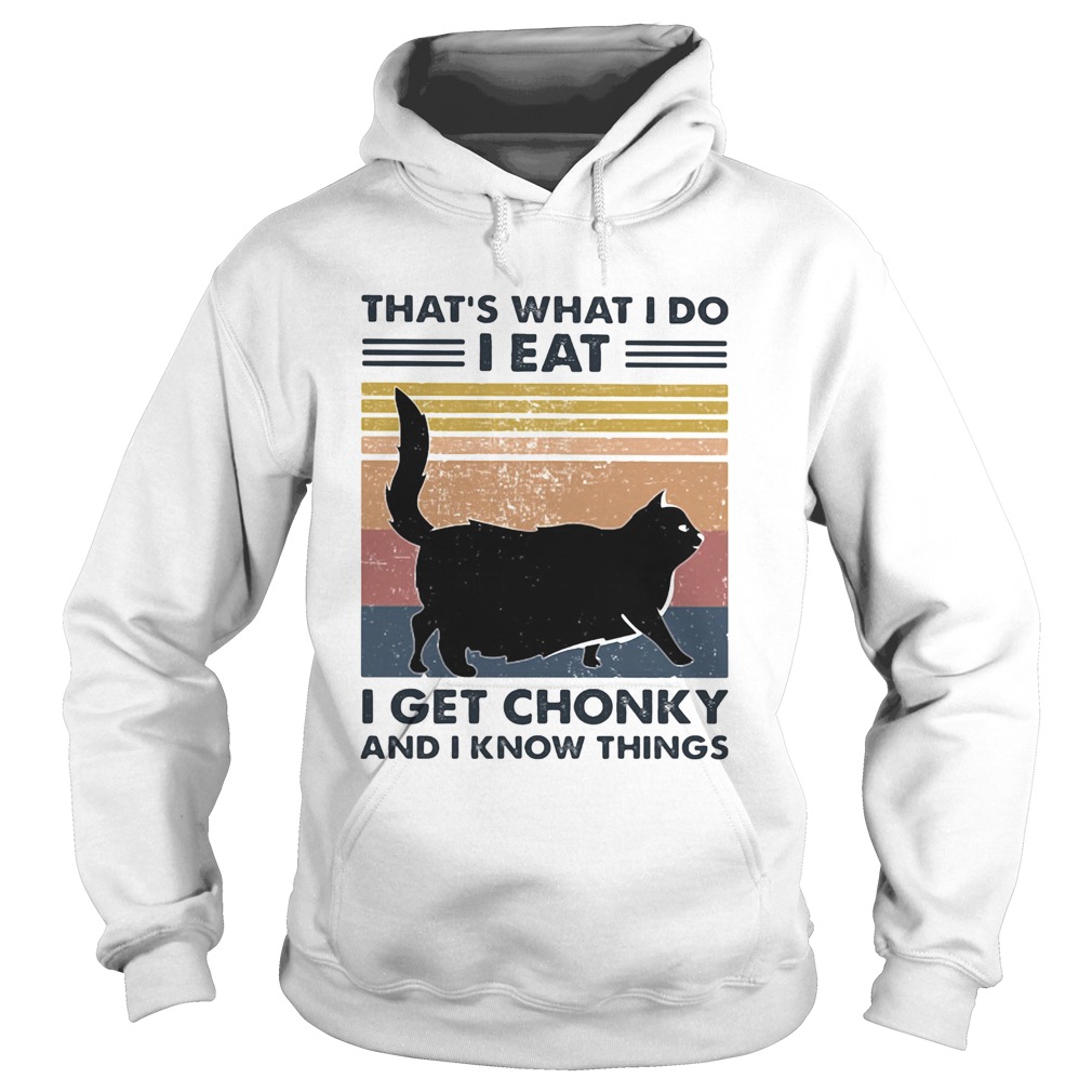 Black Cat ThatS What I Do I Eat I Get Chonky And I Know Things Vintage Retro  Hoodie