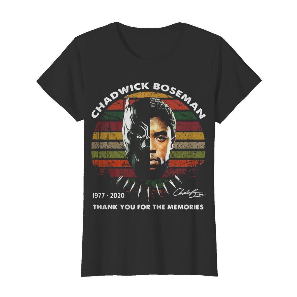 Black panther rip chadwick Boseman 1977 2020 thank you for the memories signature vintage retro  Classic Women's T-shirt